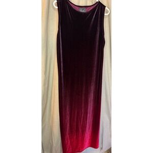 Vintage Kathie Lee Velvet Ombre Witchy Maxi Dress Purple Red Vampire Vibe Size L